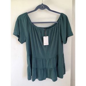 Green Envelope Tiered Babydoll Top